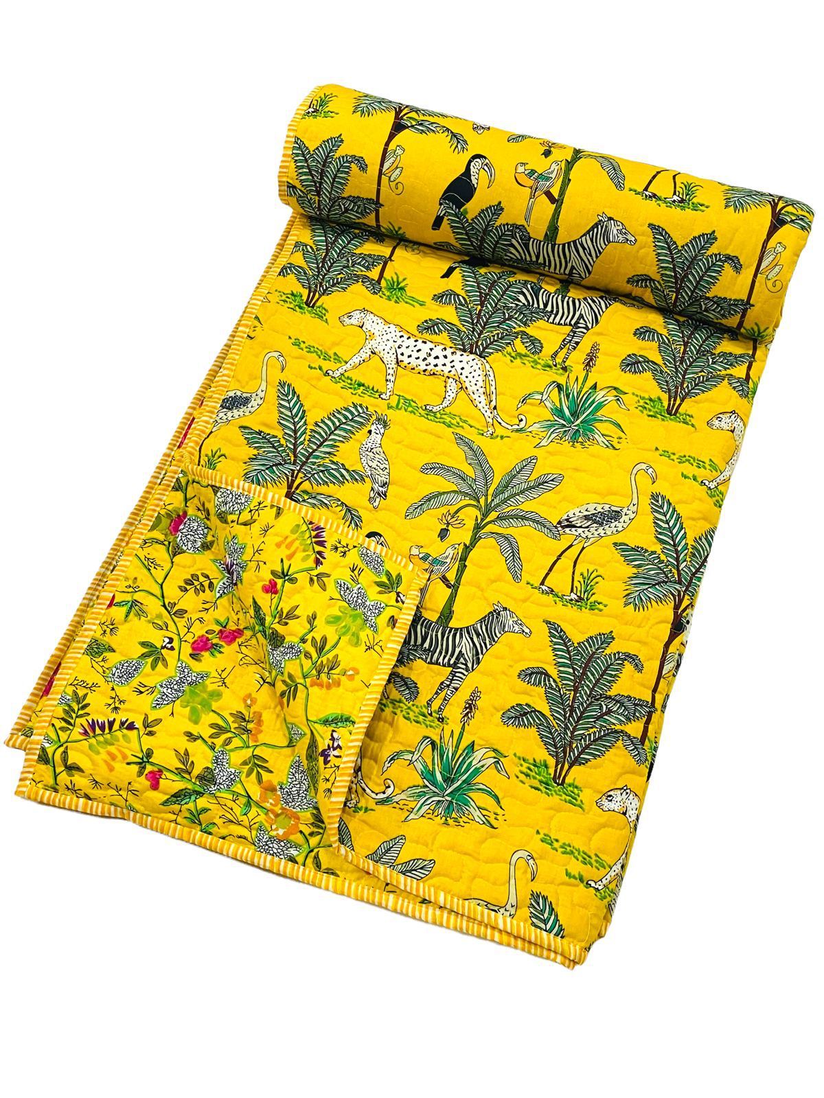 Double bed bedcover of size 90 x 108 inches