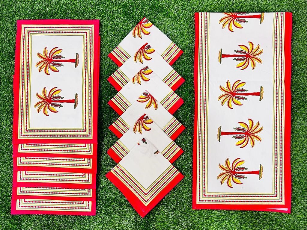 Placemats, runner and napkin combo for 6 seater dining table