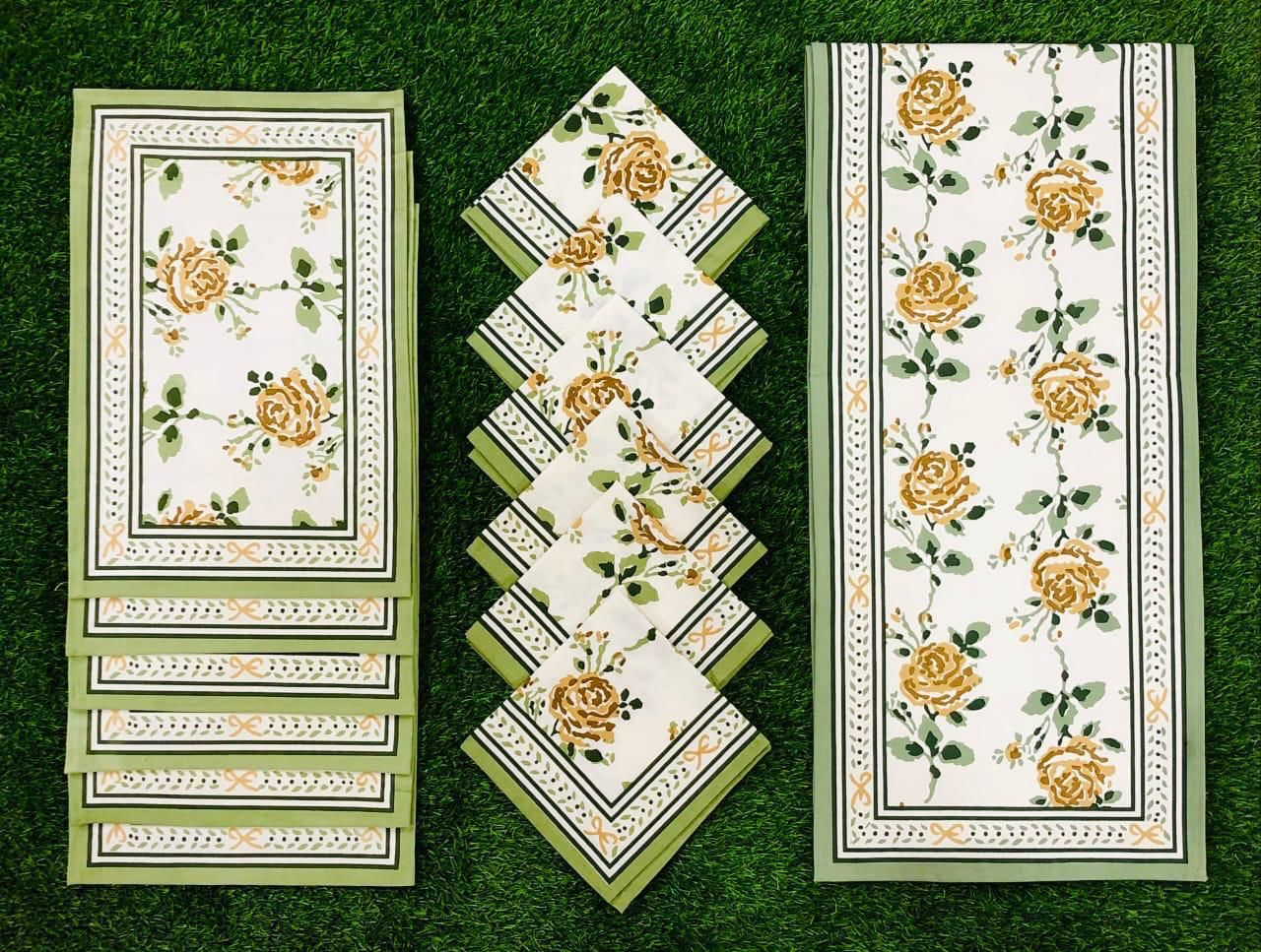 Placemats, runner and napkin combo for 6 seater dining table