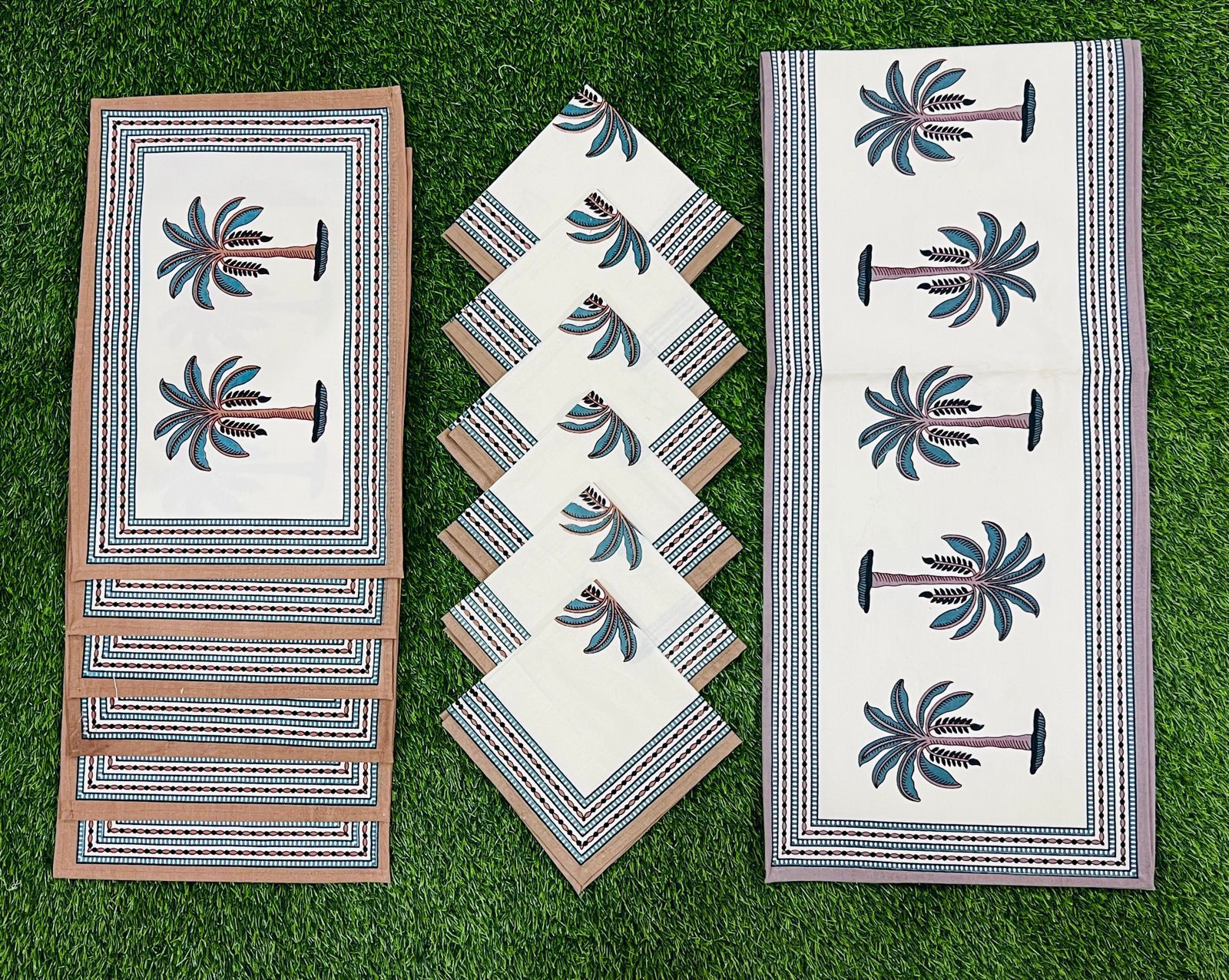 Placemats, runner and napkin combo for 6 seater dining table