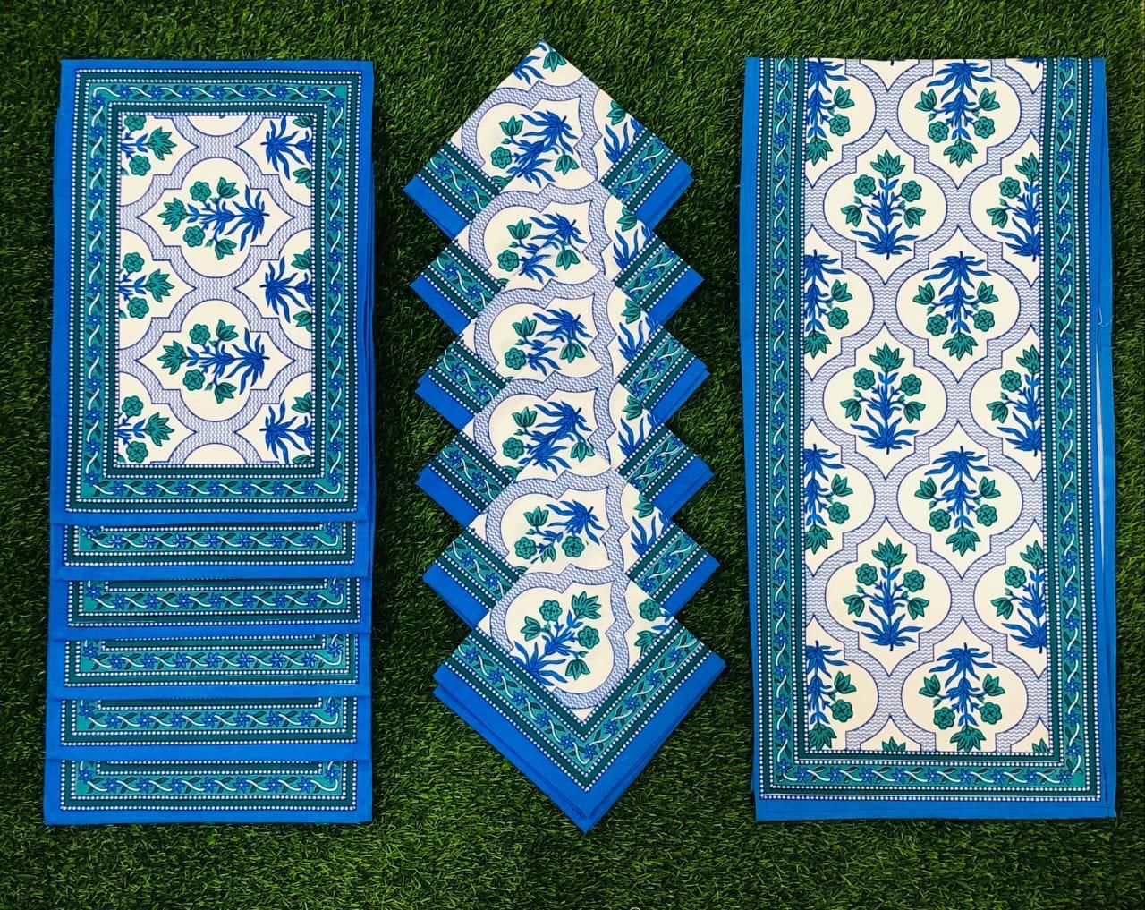 Placemats, runner and napkin combo for 6 seater dining table