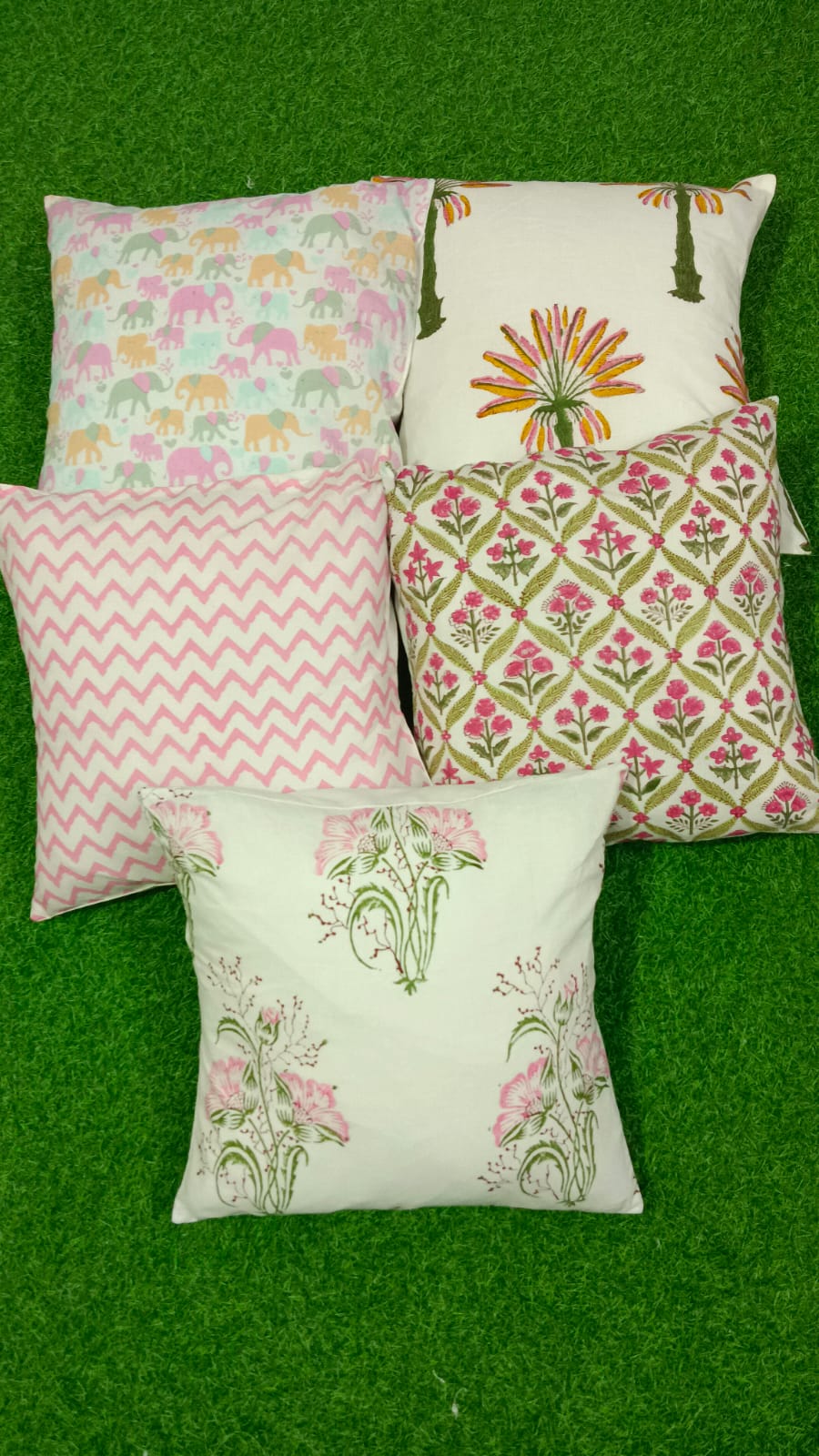Assorted cushion covers 5 piece set of size 16x16 inches