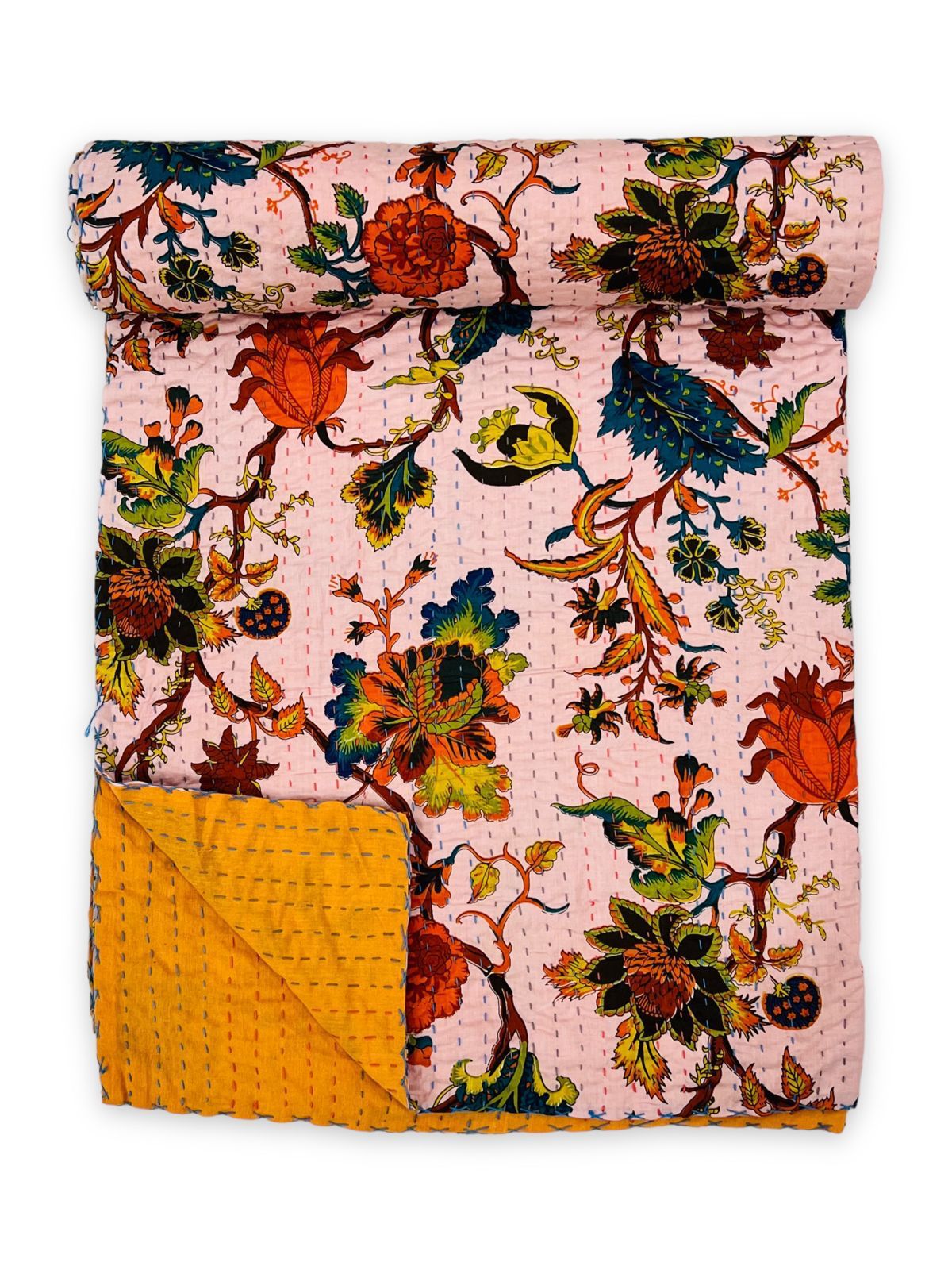 Pure cotton traditional Kantha work Double Bedcovers (size 90x108 inches)