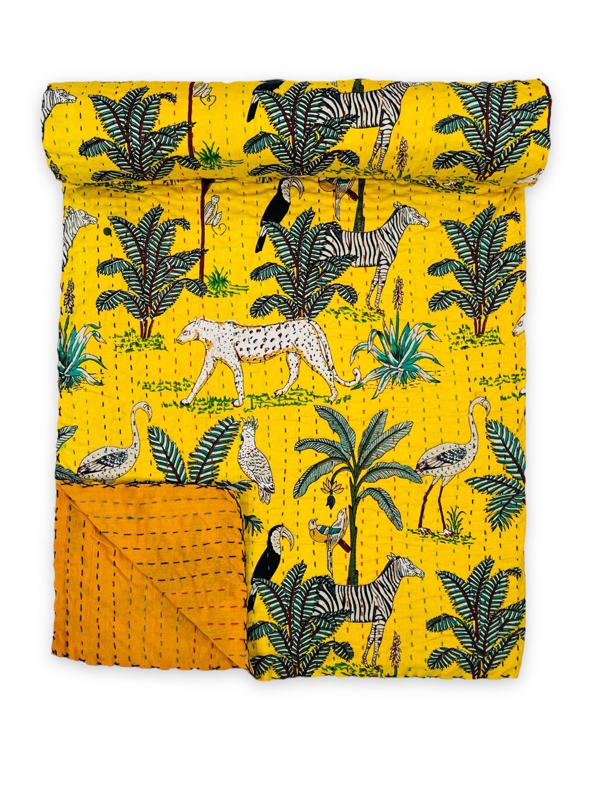 Pure cotton traditional Kantha work Double Bedcovers (size 90x108 inches)