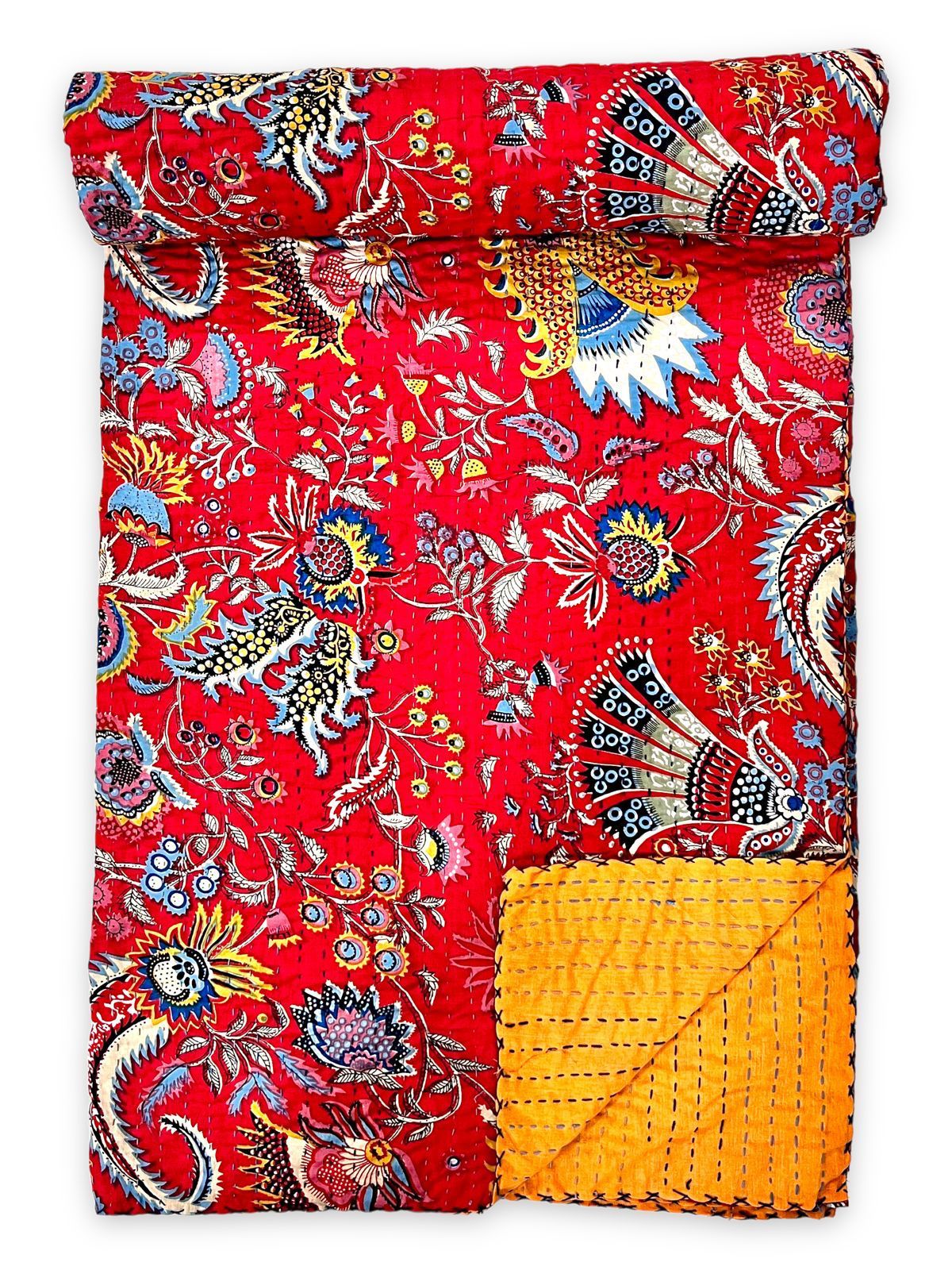 Pure cotton traditional Kantha work Double Bedcovers (size 90x108 inches)