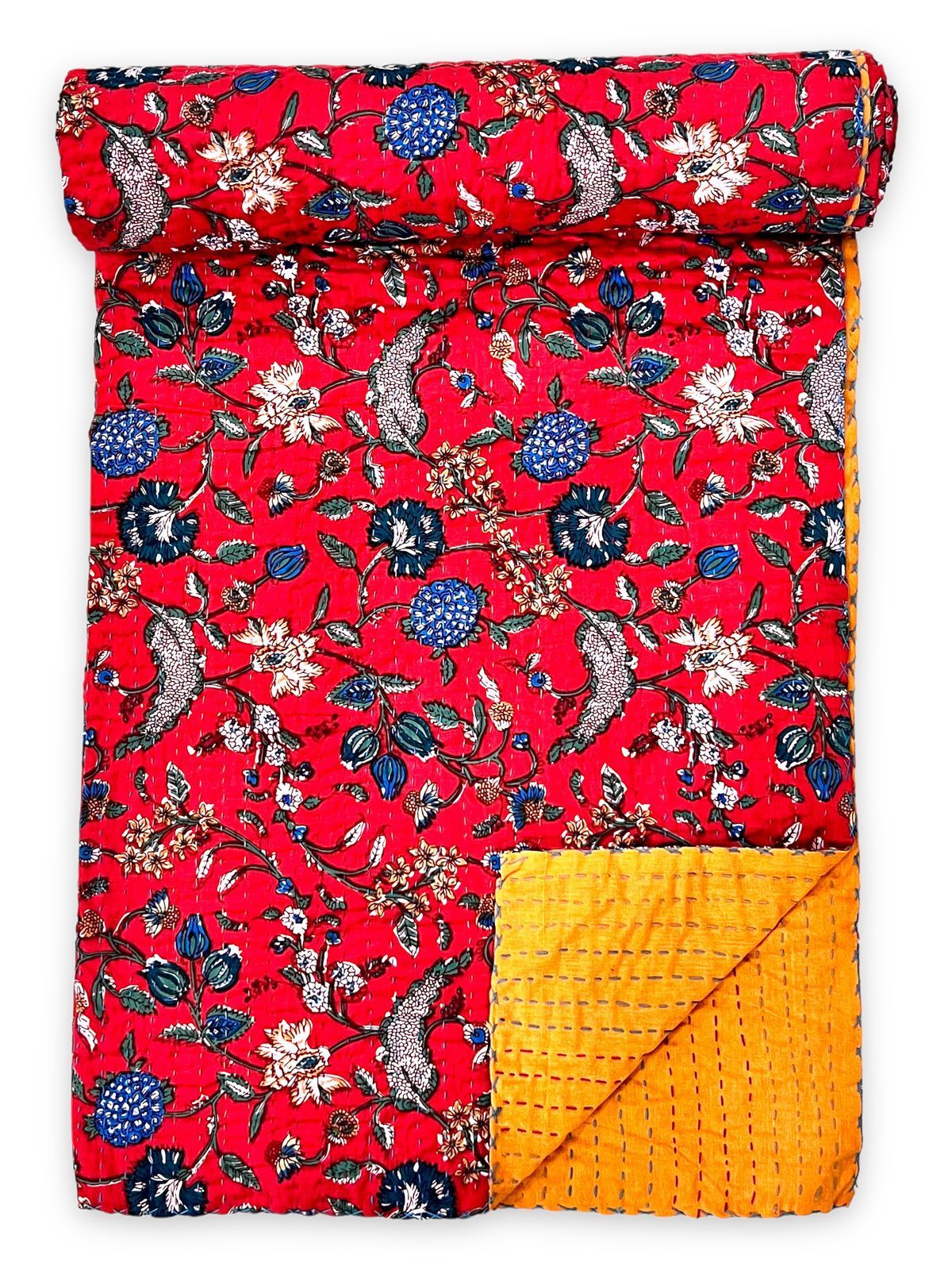 Pure cotton traditional Kantha work Double Bedcovers (size 90x108 inches)