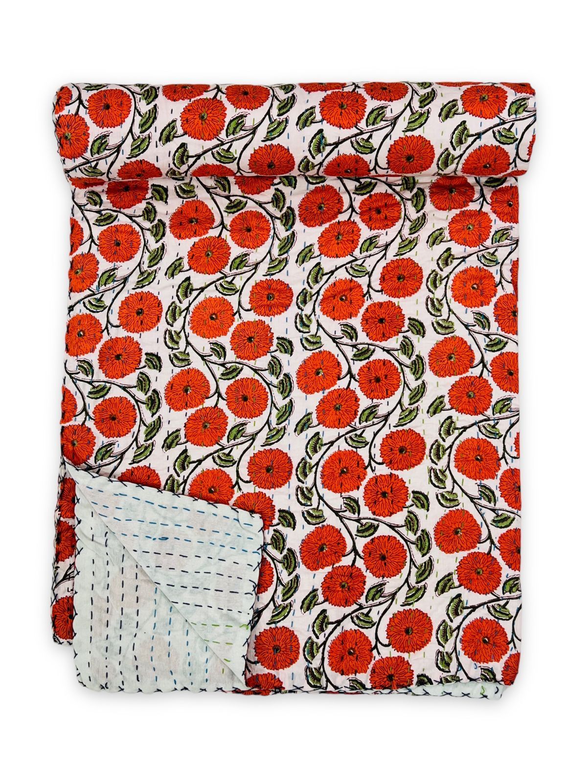 Pure cotton traditional Kantha work Double Bedcovers (size 90x108 inches)