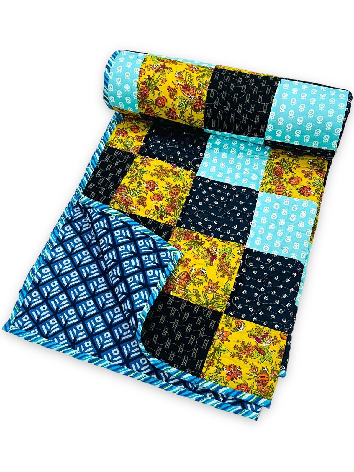 Quilted patchwork double bedcovers - 90x108 inches