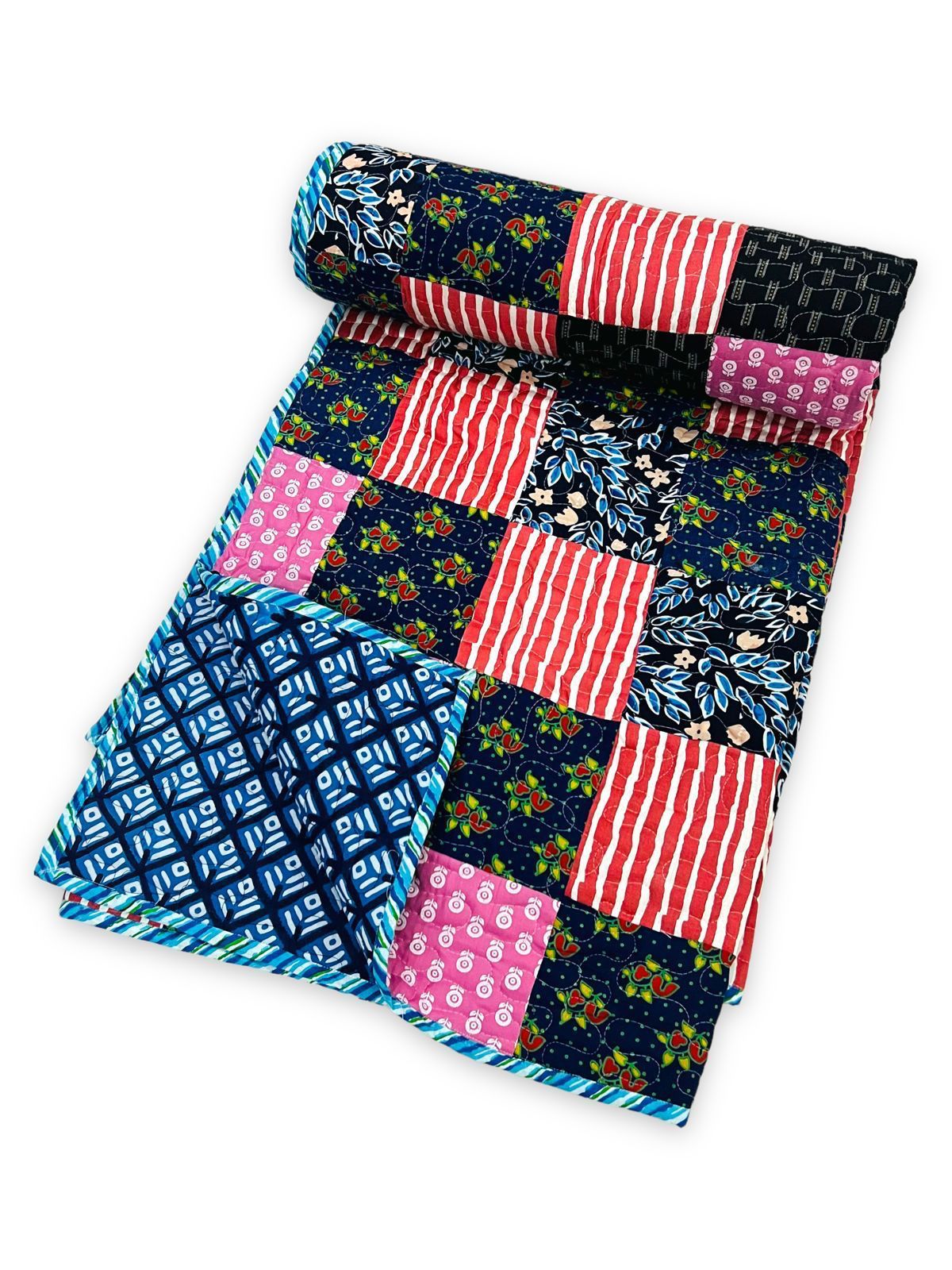 Quilted patchwork double bedcovers - 90x108 inches