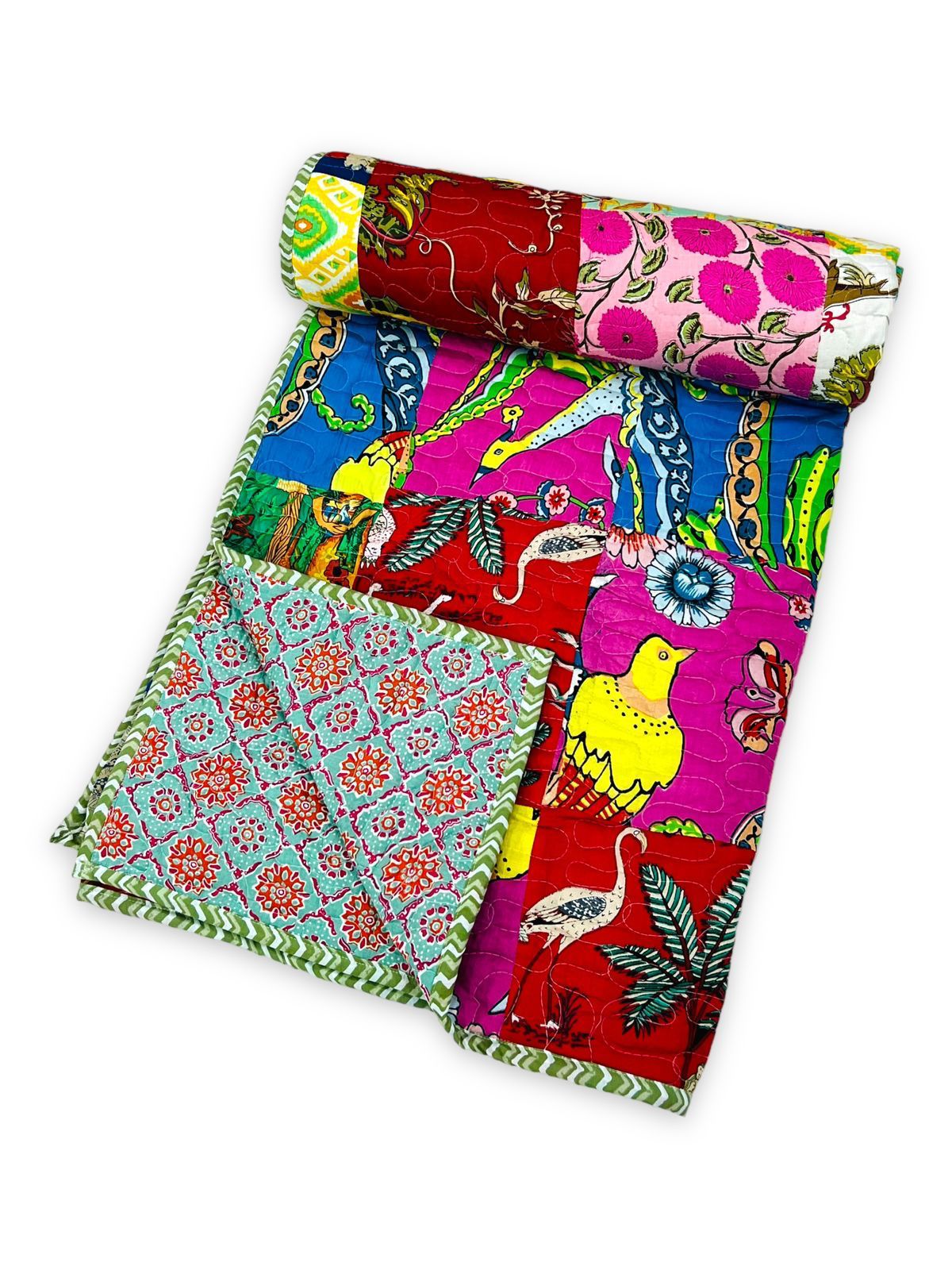 Quilted patchwork double bedcovers - 90x108 inches