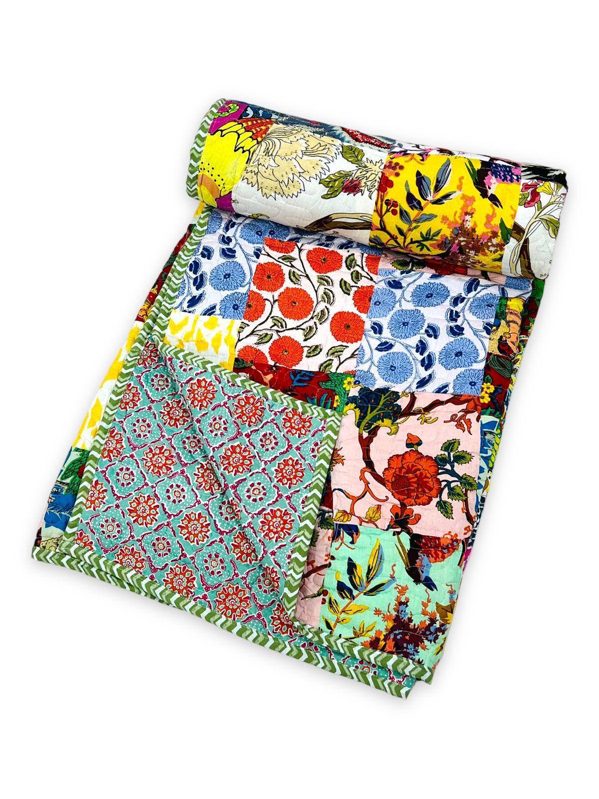 Quilted patchwork double bedcovers - 90x108 inches