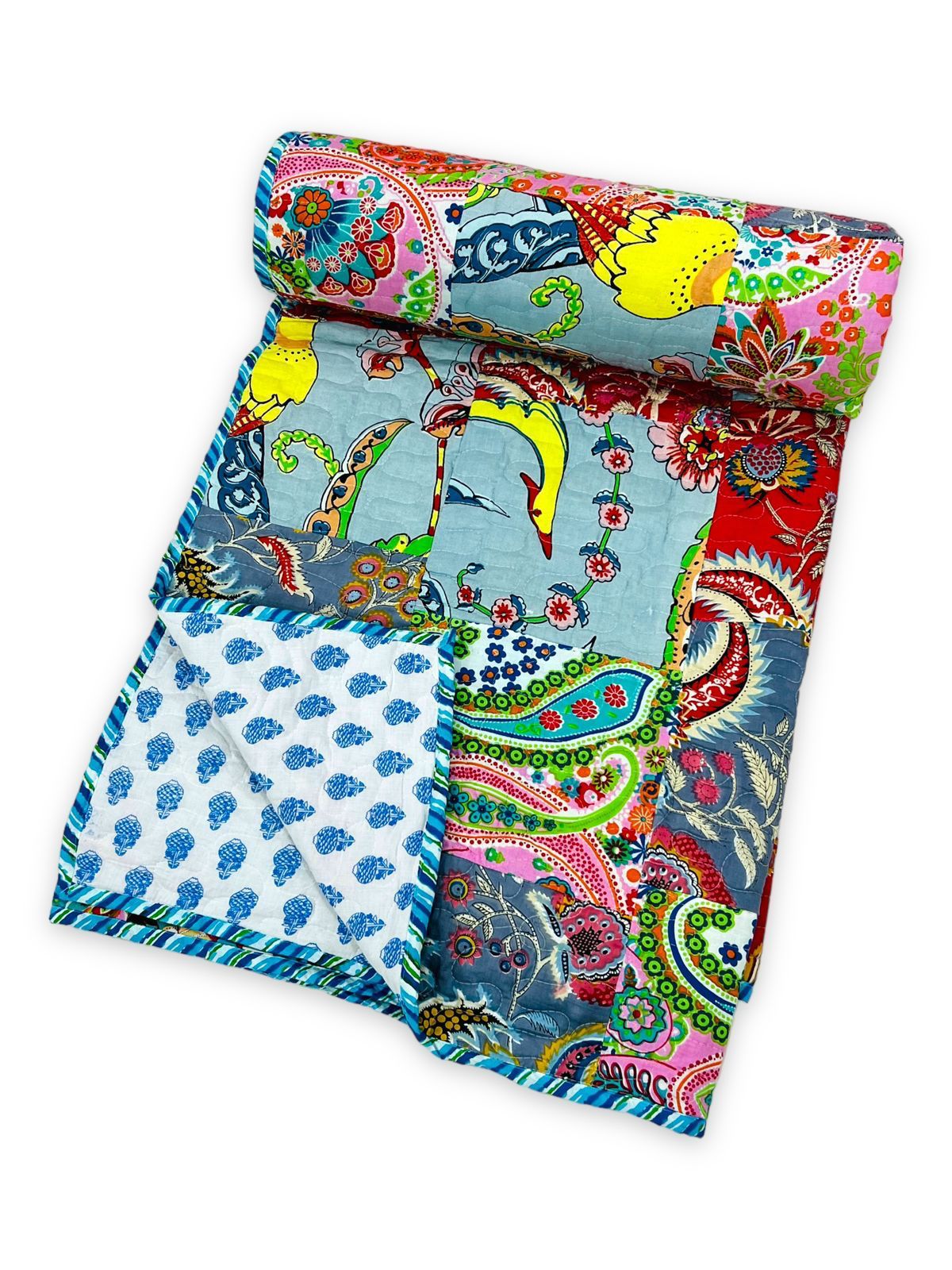 Quilted patchwork double bedcovers - 90x108 inches