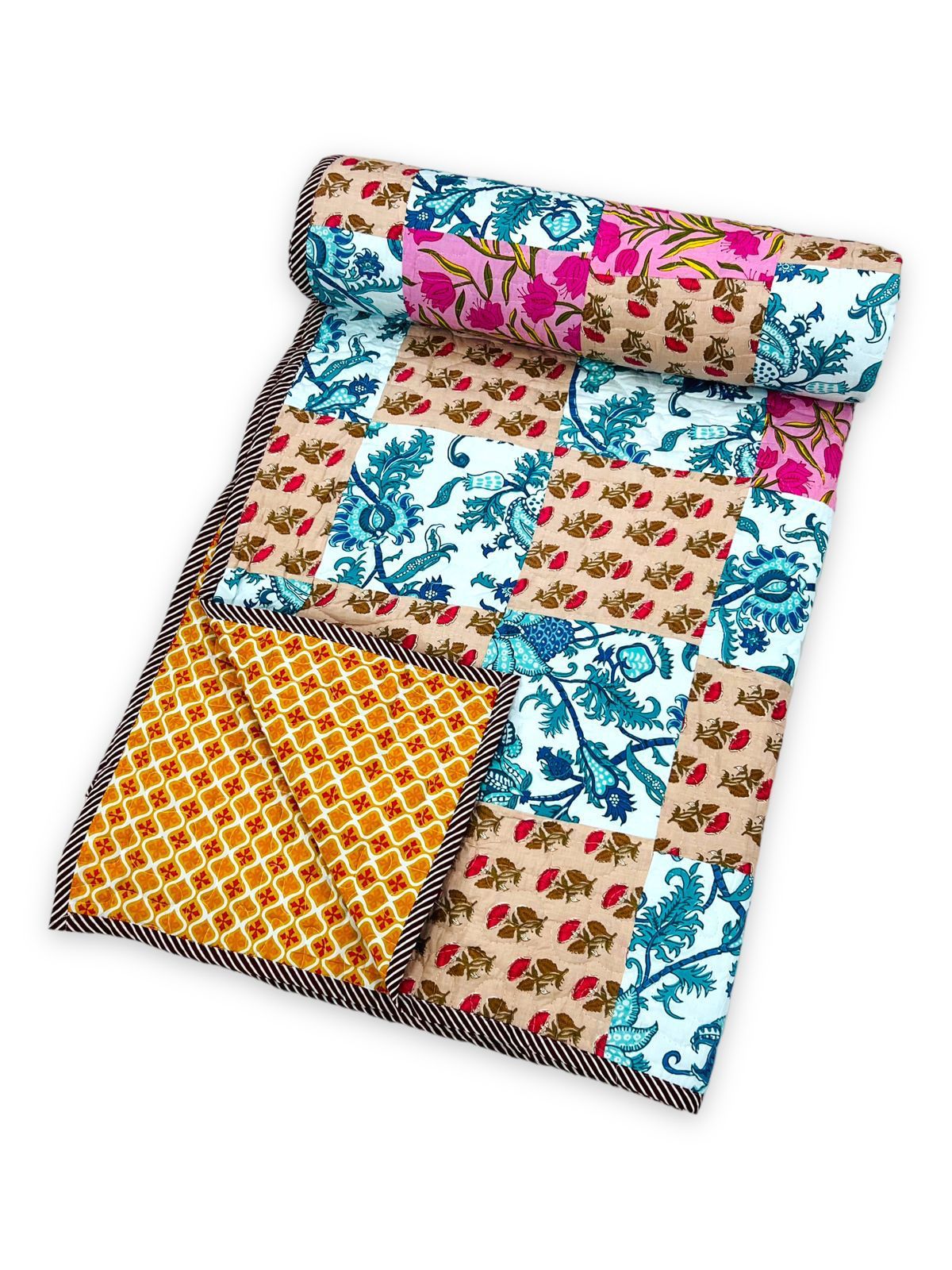 Quilted patchwork double bedcovers - 90x108 inches