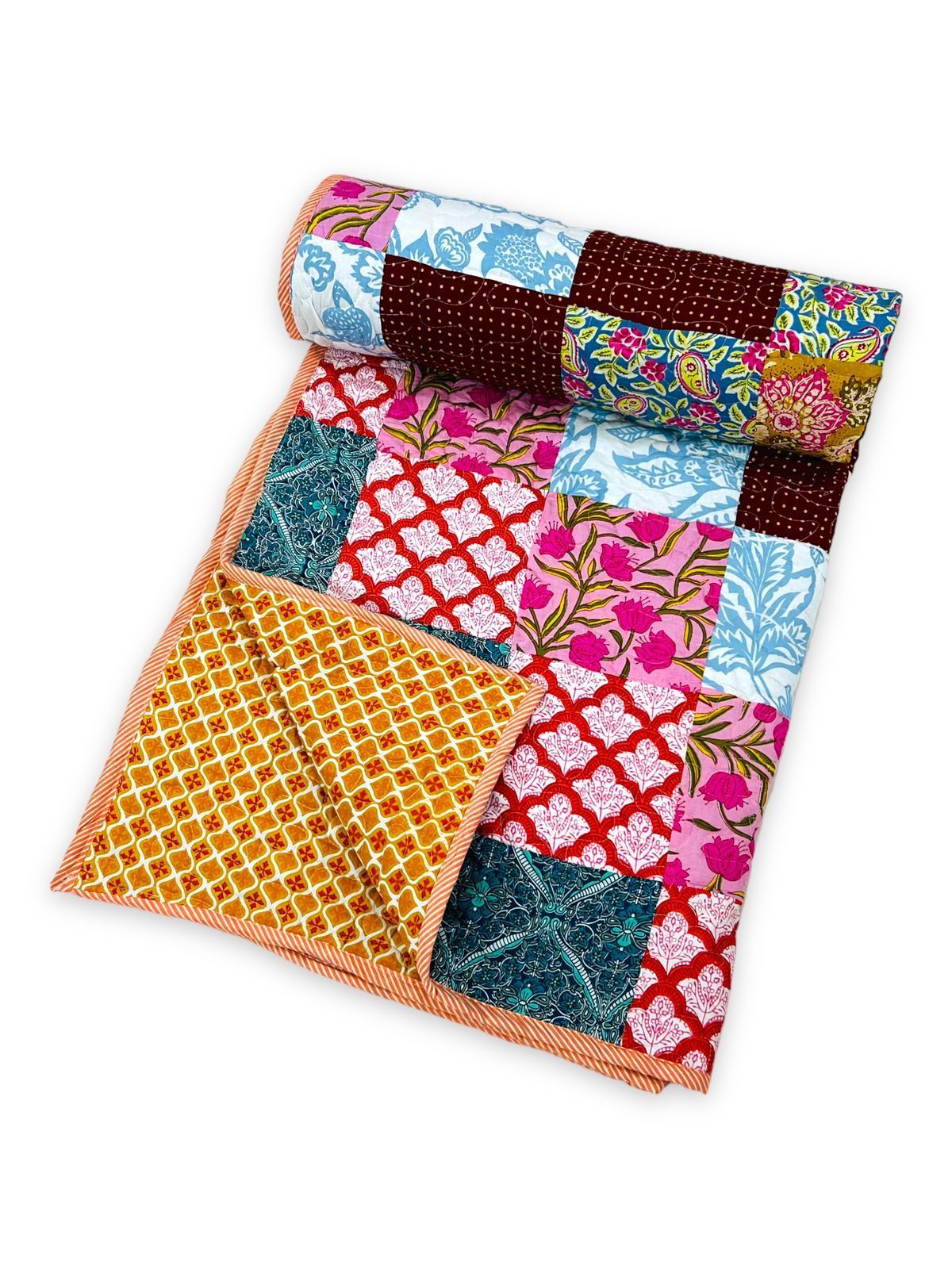 Quilted patchwork double bedcovers - 90x108 inches