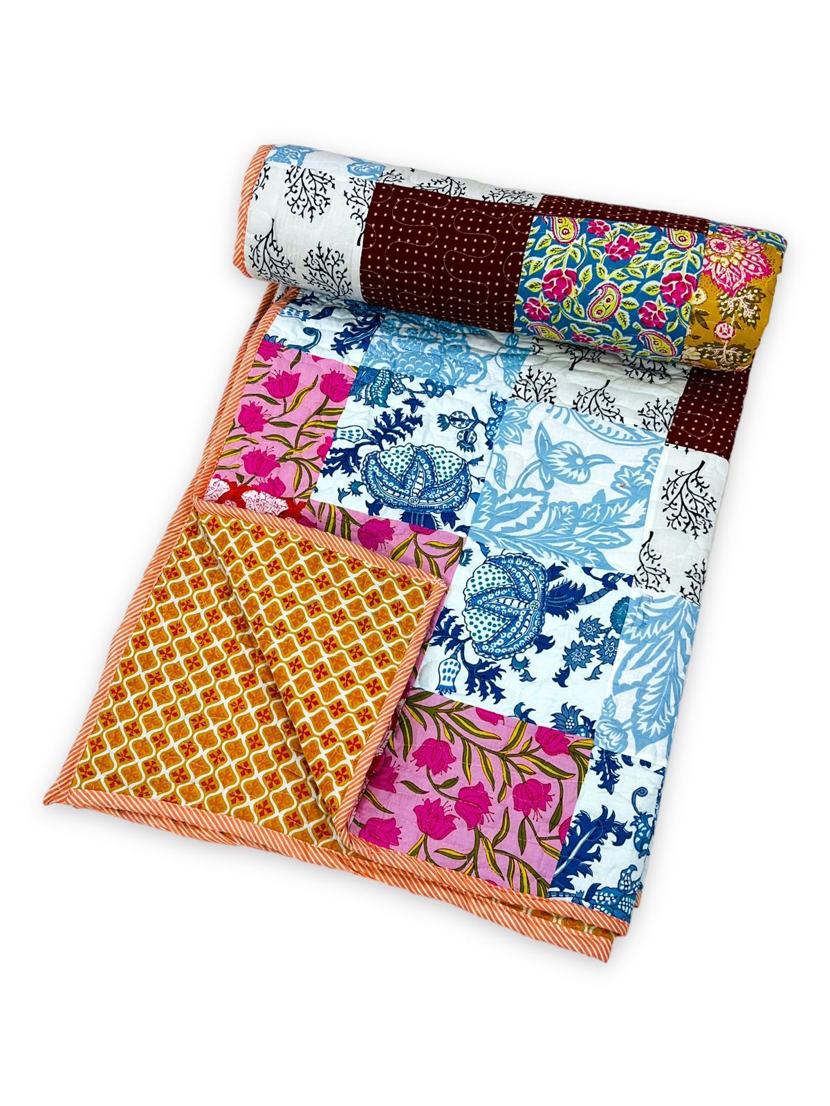 Quilted patchwork double bedcovers - 90x108 inches