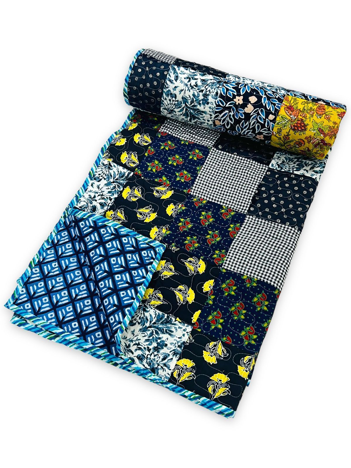 Quilted patchwork double bedcovers - 90x108 inches