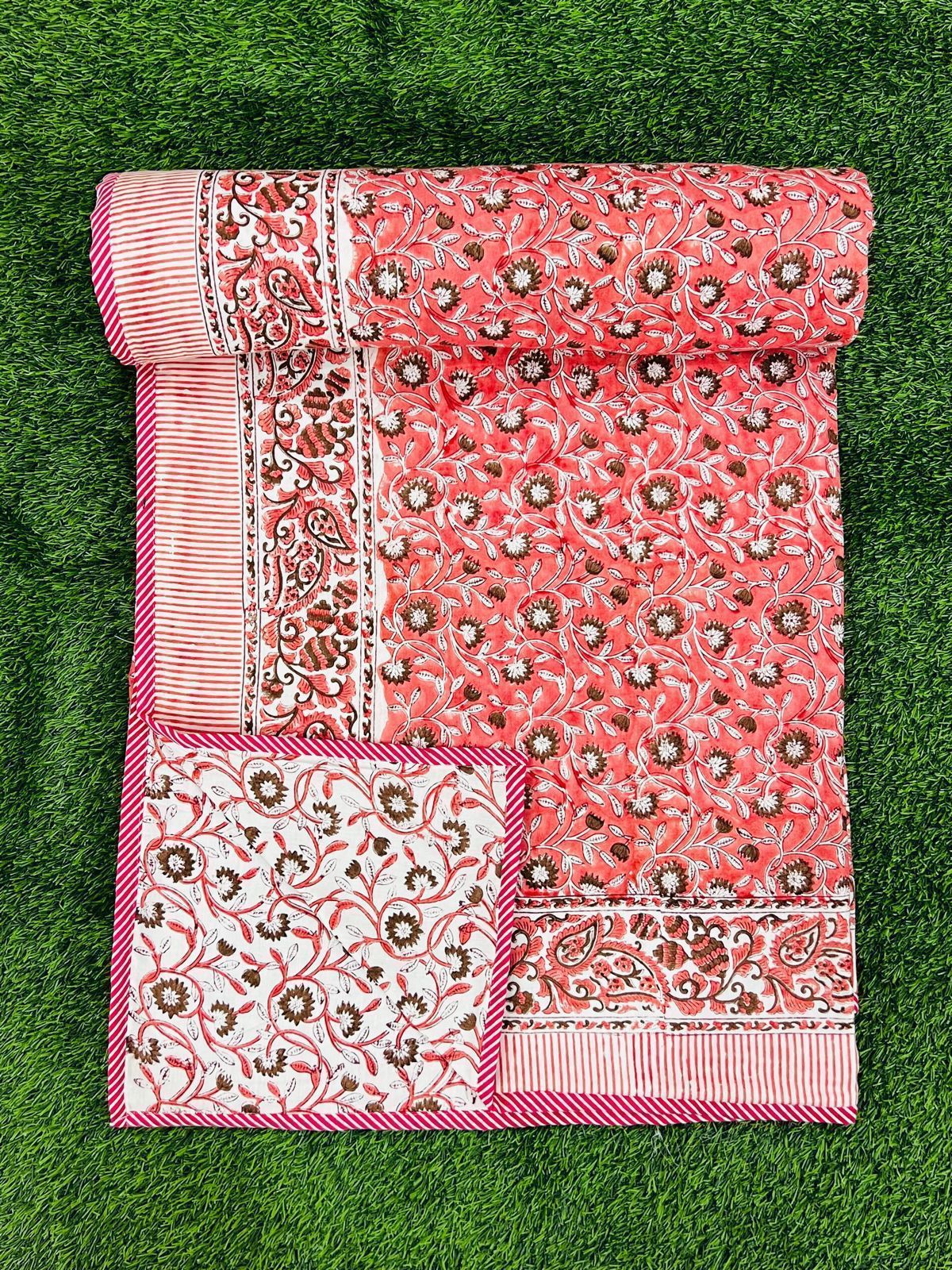 Handblock printed pure mulmul cotton all weather double dohars (90x108 inches)