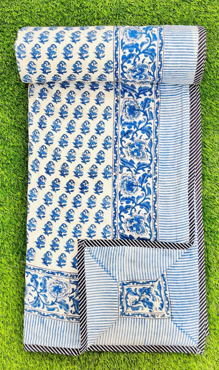 Handblock printed pure Mulmul cotton pair of single dohars (set of 2)