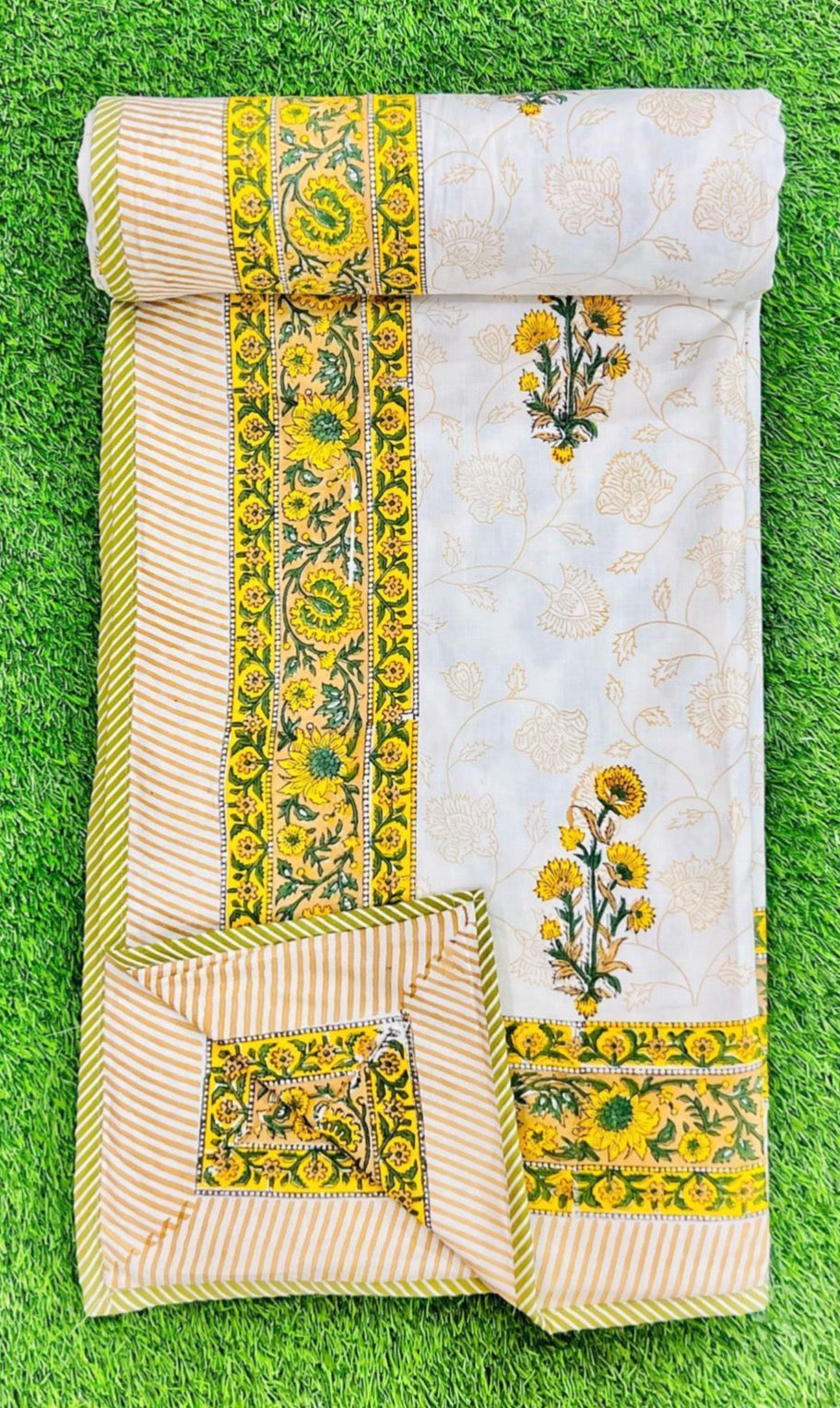 Handblock printed pure Mulmul cotton pair of single dohars (set of 2)