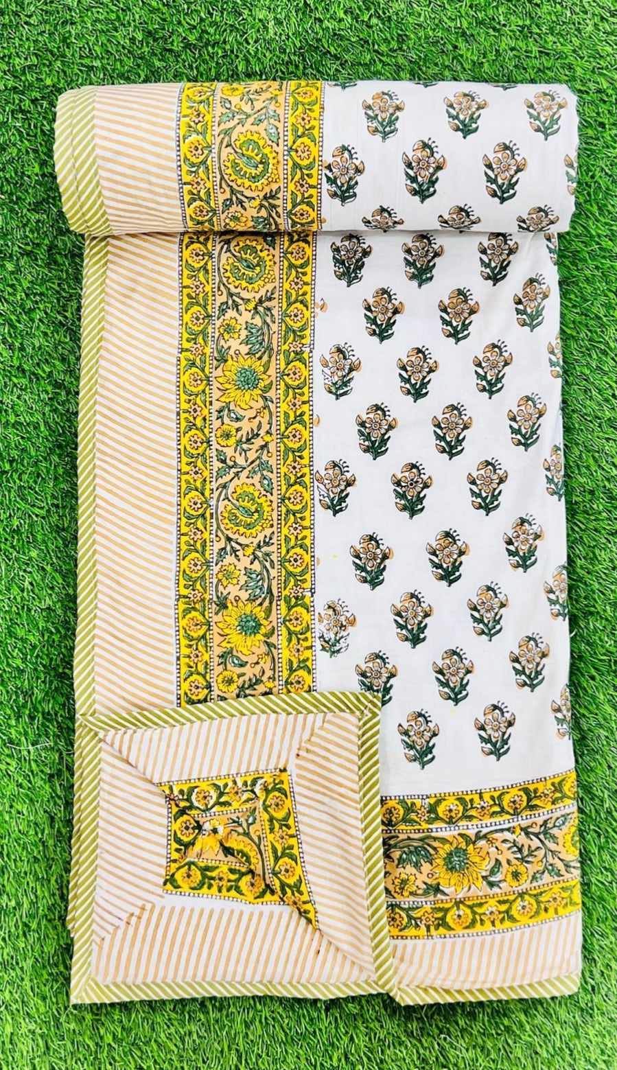 Handblock printed pure Mulmul cotton pair of single dohars (set of 2)