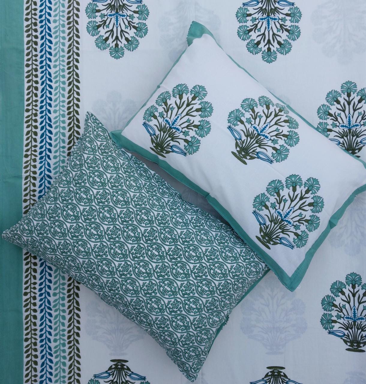 Pure cotton hand block printed Queen Size double bedsheet 90 x 108 inches